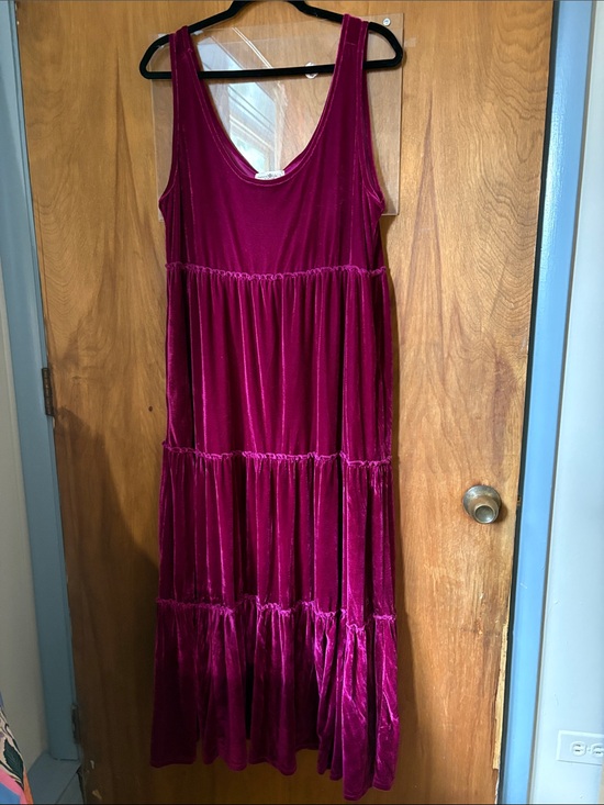 NATURAL LIFE Dresses & Skirts - Natural Life Purple Velvet Tiered Maxi Dress